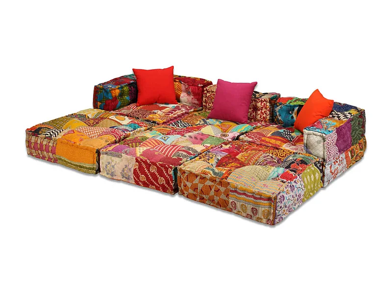 Bibiane  Pouf modulaire à 3 places Patchwork Tissu