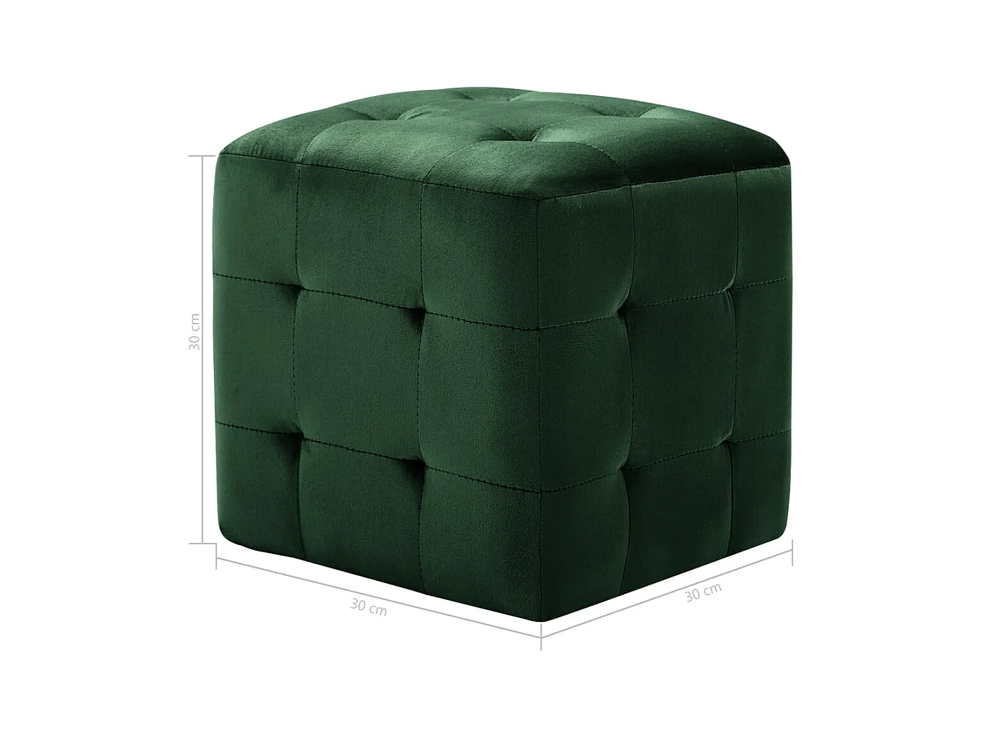 Morgan  2 pcs Poufs Vert 30 x 30 x 30 cm Tissu velours