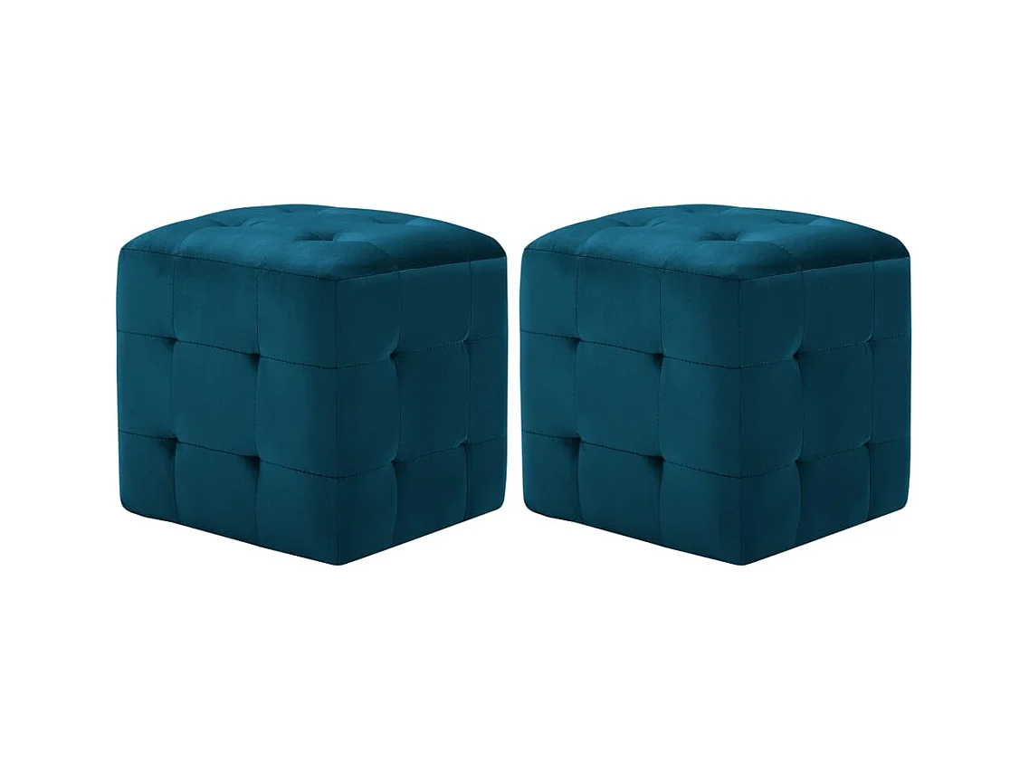Morgan  2 pcs Poufs Bleu 30 x 30 x 30 cm Tissu velours
