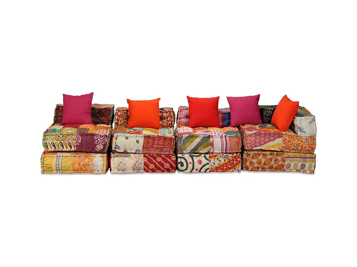 Bibiane  Pouf modulaire à 4 places Patchwork Tissu