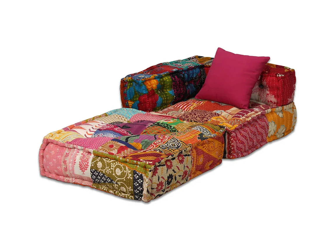 Bibiane  Pouf modulaire à 4 places Patchwork Tissu