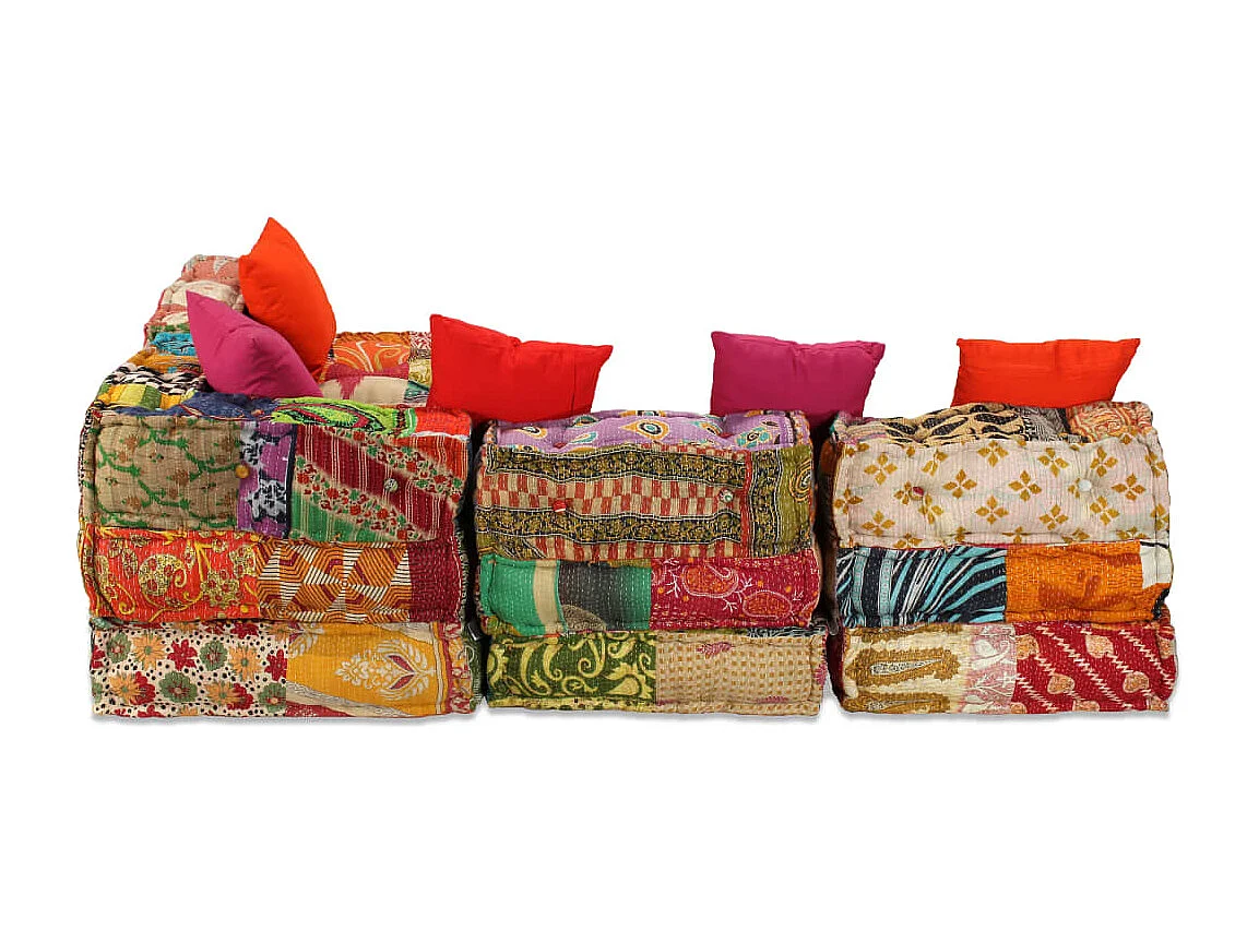 Bibiane  Pouf modulaire à 4 places Patchwork Tissu