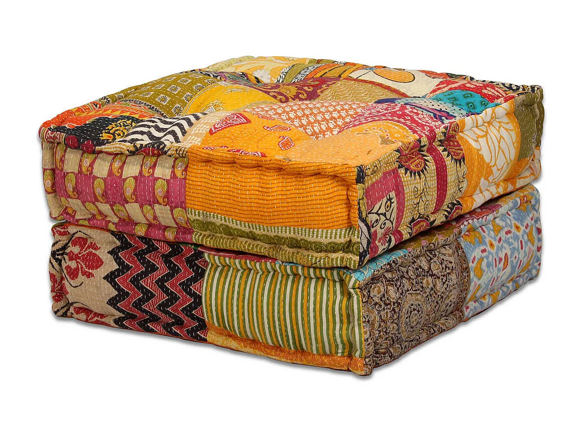 Bibiane  Pouf modulaire à 4 places Patchwork Tissu