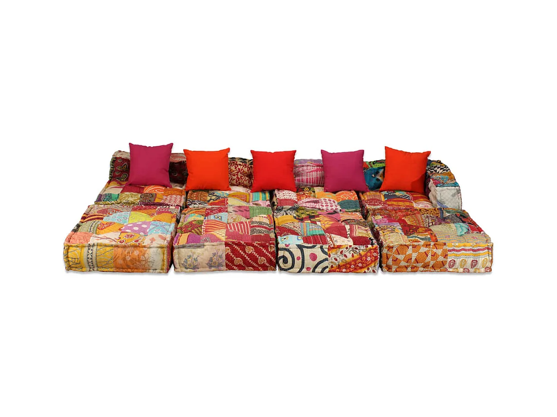 Bibiane  Pouf modulaire à 4 places Patchwork Tissu