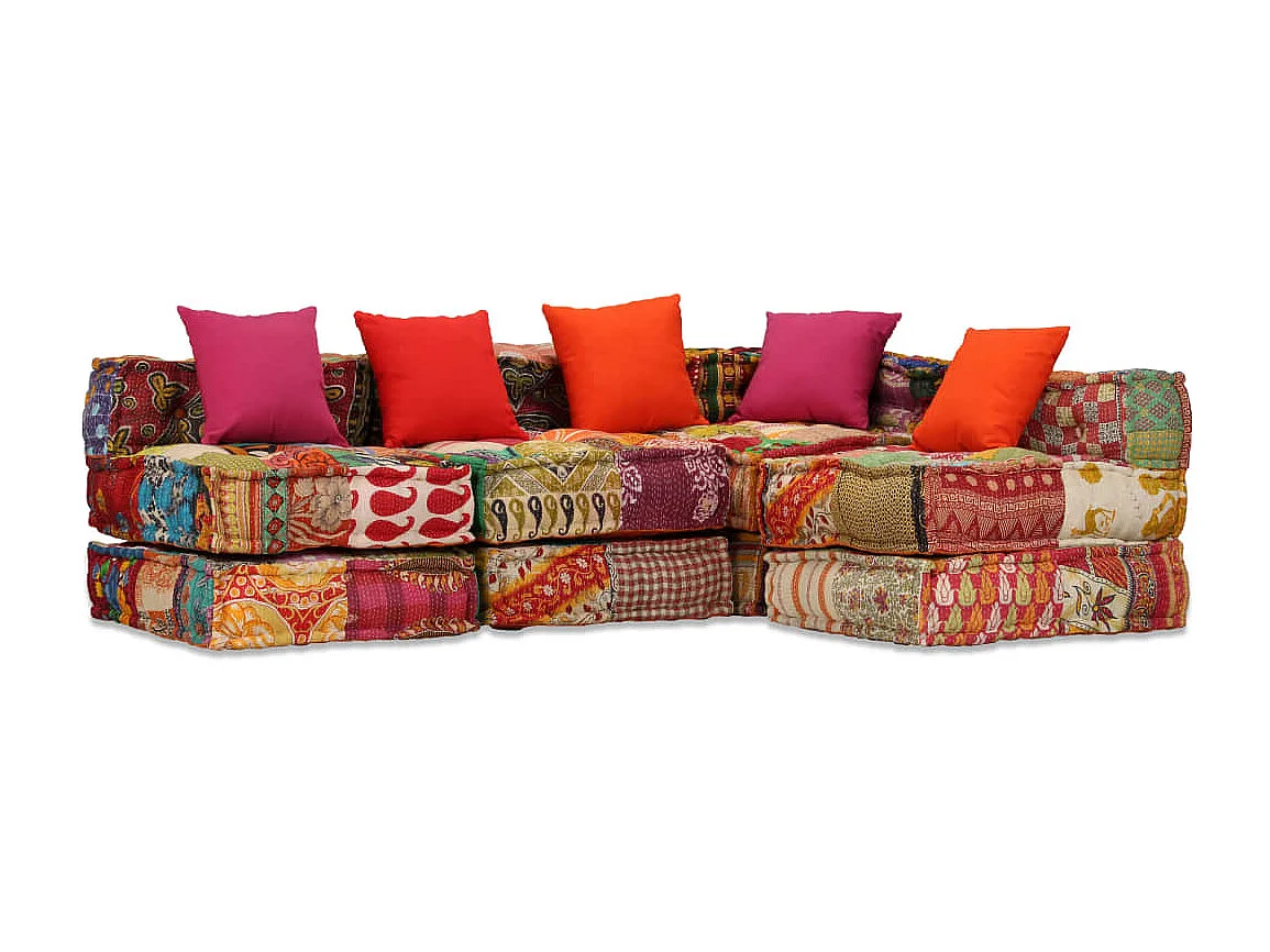 Bibiane  Pouf modulaire à 4 places Patchwork Tissu