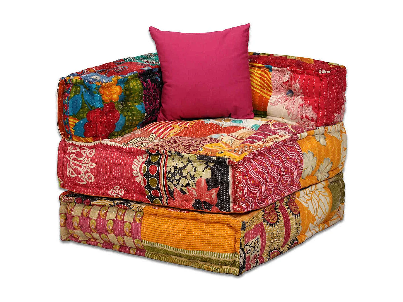 Bibiane  Pouf modulaire à 4 places Patchwork Tissu