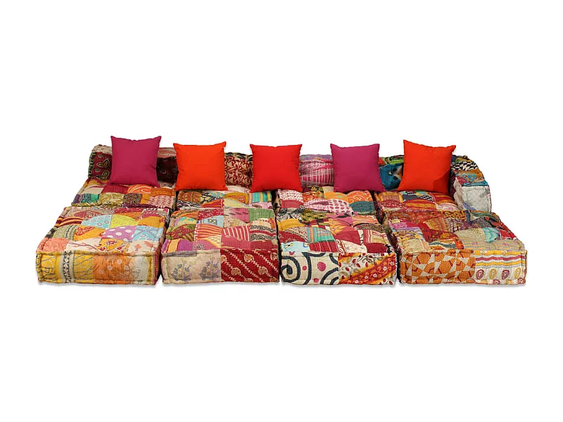 Bibiane  Pouf modulaire à 4 places Patchwork Tissu