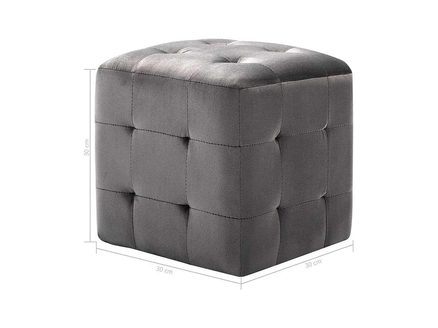 Morgan  2 pcs Poufs Gris 30 x 30 x 30 cm Tissu velours