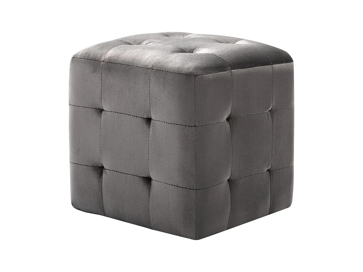 Morgan  2 pcs Poufs Gris 30 x 30 x 30 cm Tissu velours