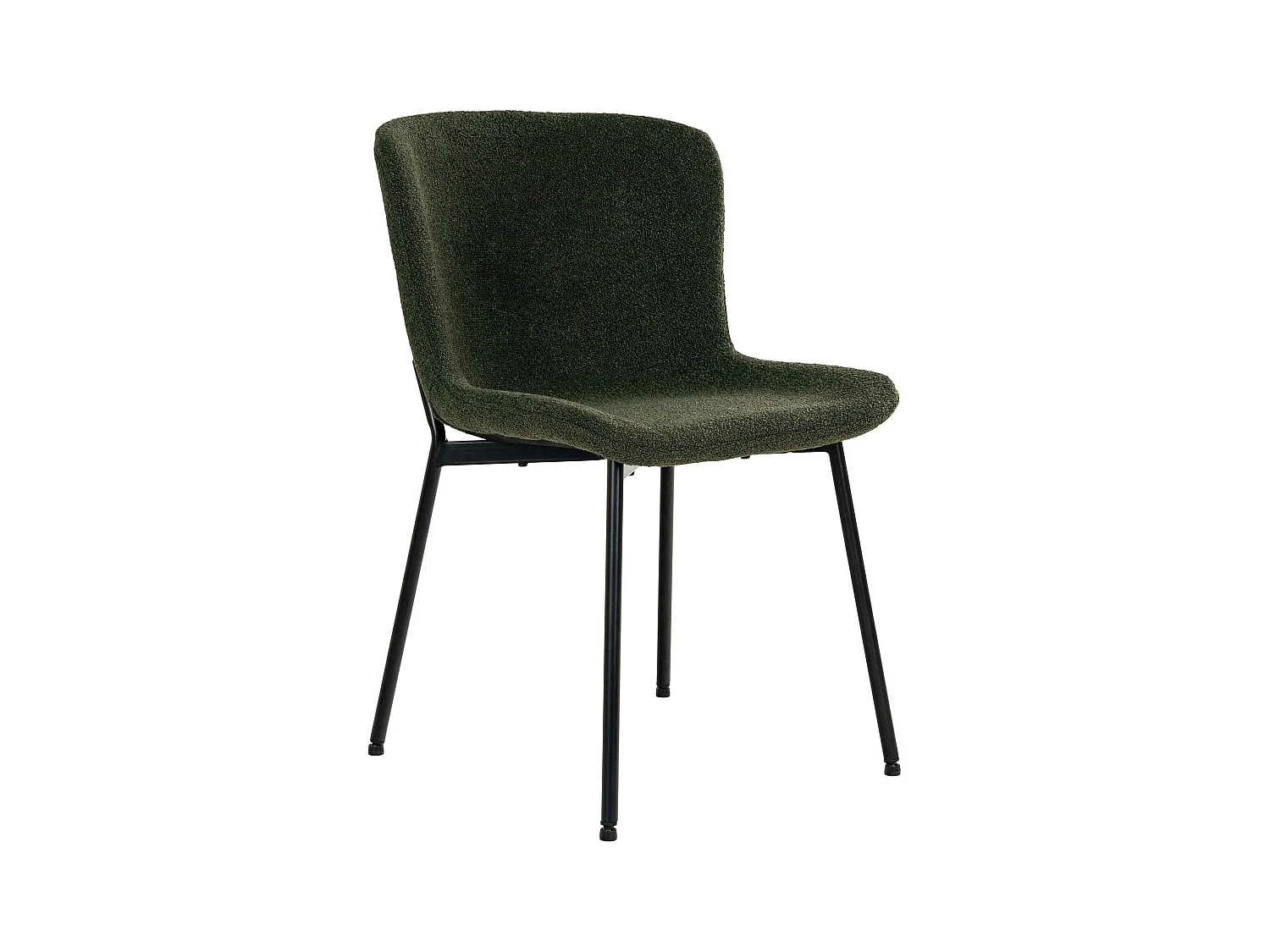 Chaise bouclette verte pieds noirs montants (lot de 2) SAVONE