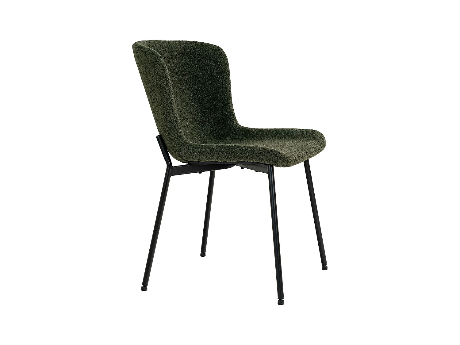 Chaise bouclette verte pieds noirs montants (lot de 2) SAVONE