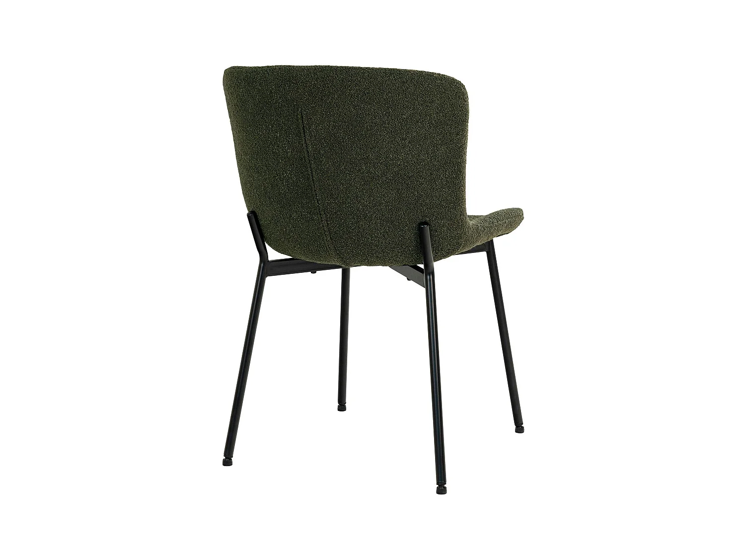 Chaise bouclette verte pieds noirs montants (lot de 2) SAVONE