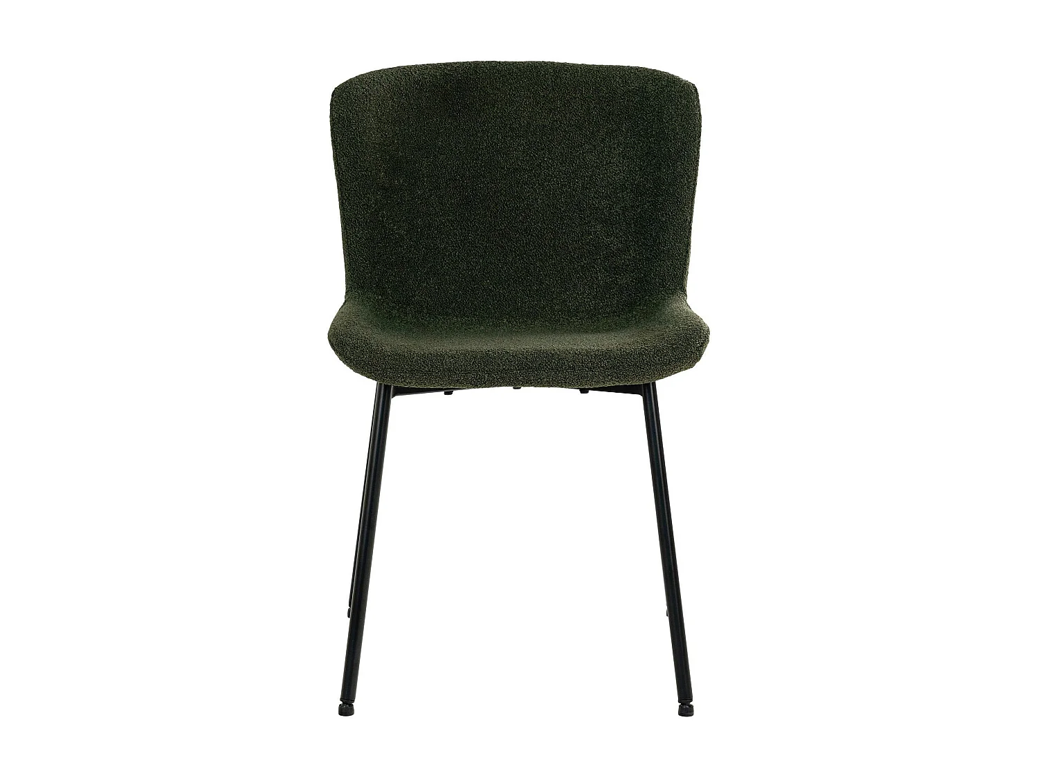 Chaise bouclette verte pieds noirs montants (lot de 2) SAVONE
