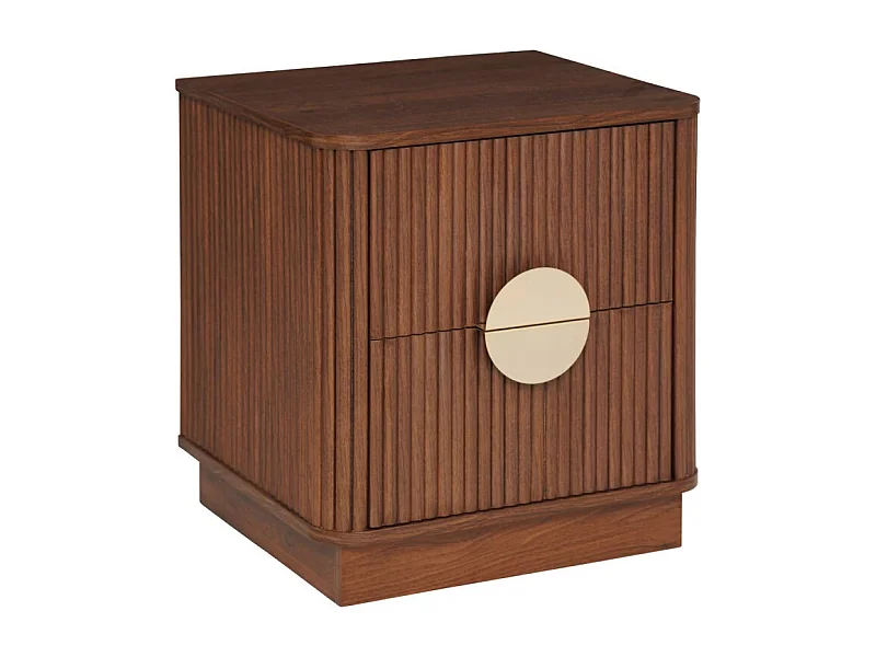 Table de Chevet 2 Tiroirs "Wany" 50cm Marron