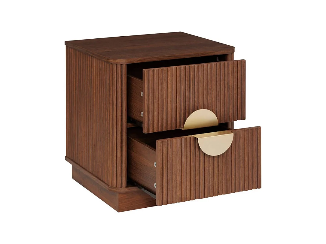 Table de Chevet 2 Tiroirs "Wany" 50cm Marron