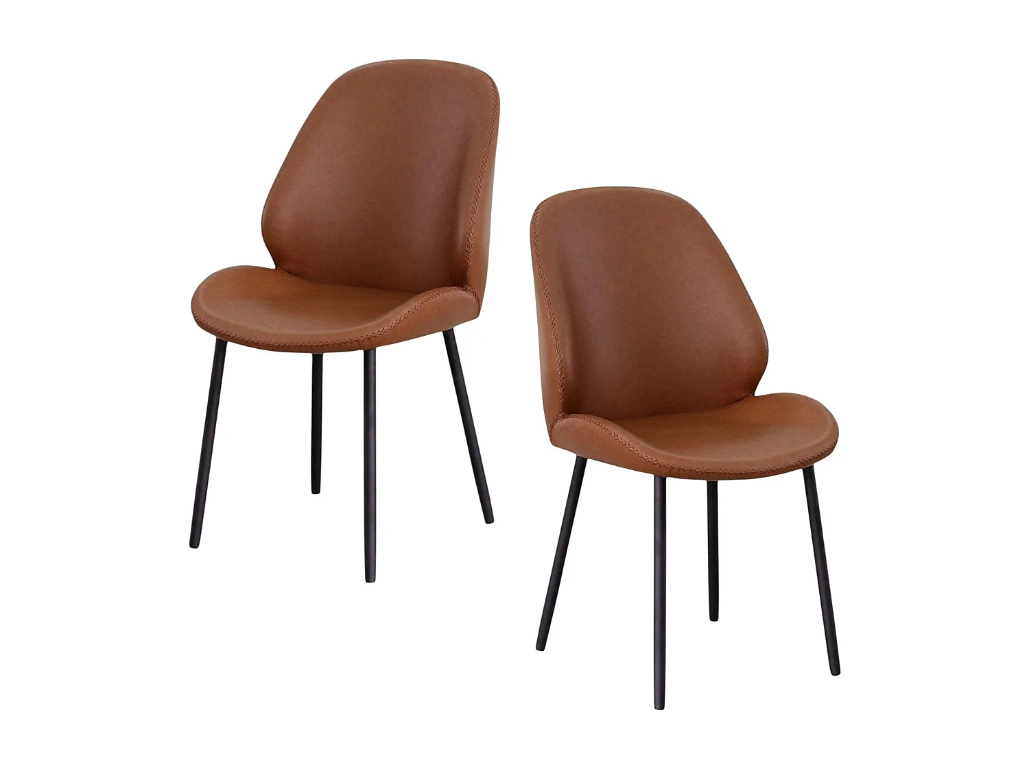 Chaise marron moderne avec surpiqure (lot de 2) BERLIN