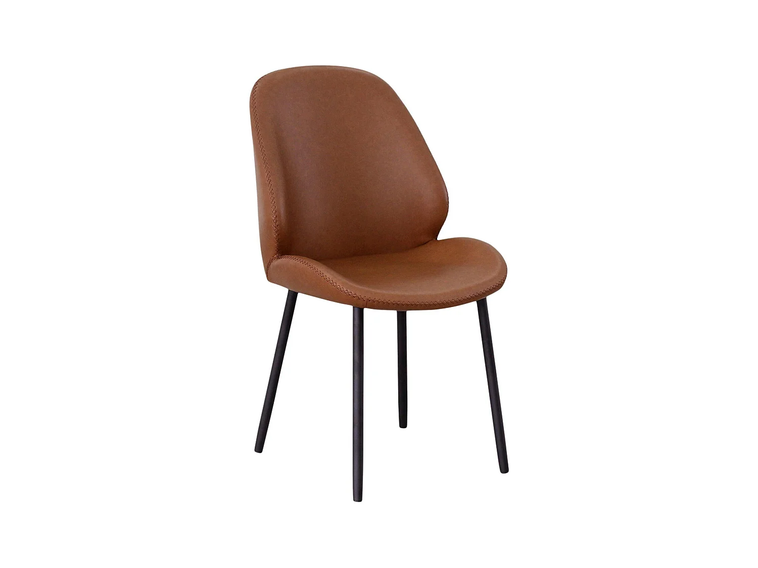 Chaise marron moderne avec surpiqure (lot de 2) BERLIN