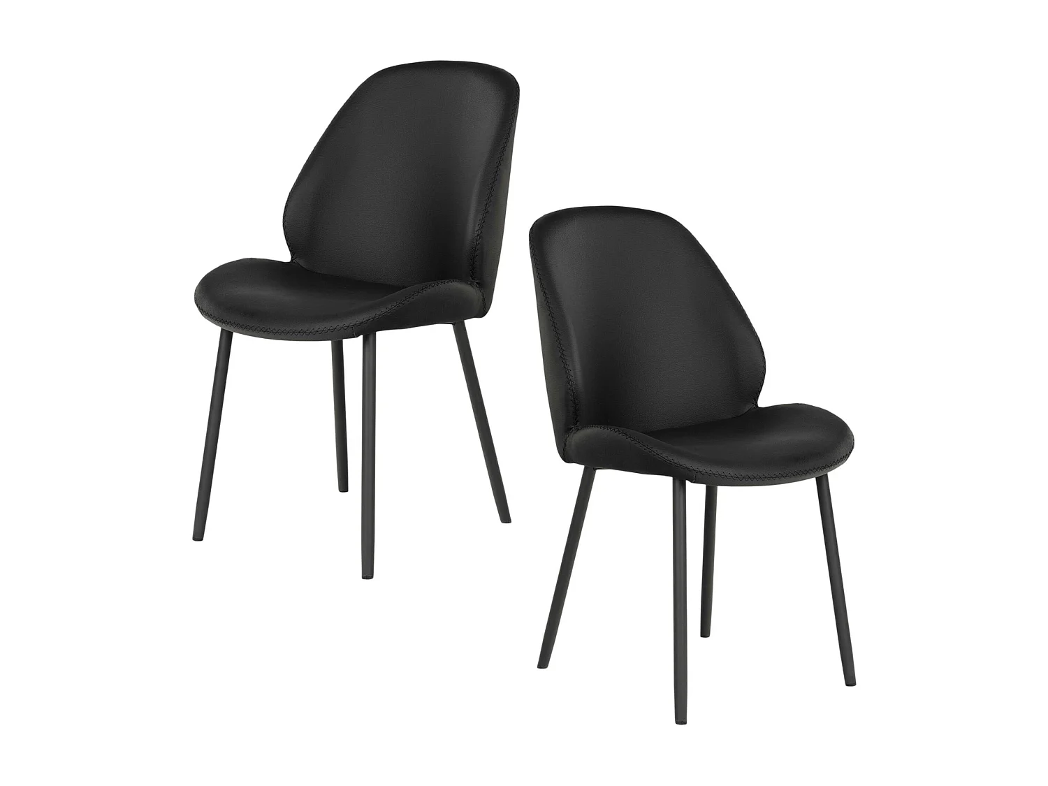 Chaise noire moderne avec surpiqure (lot de 2) BERLIN