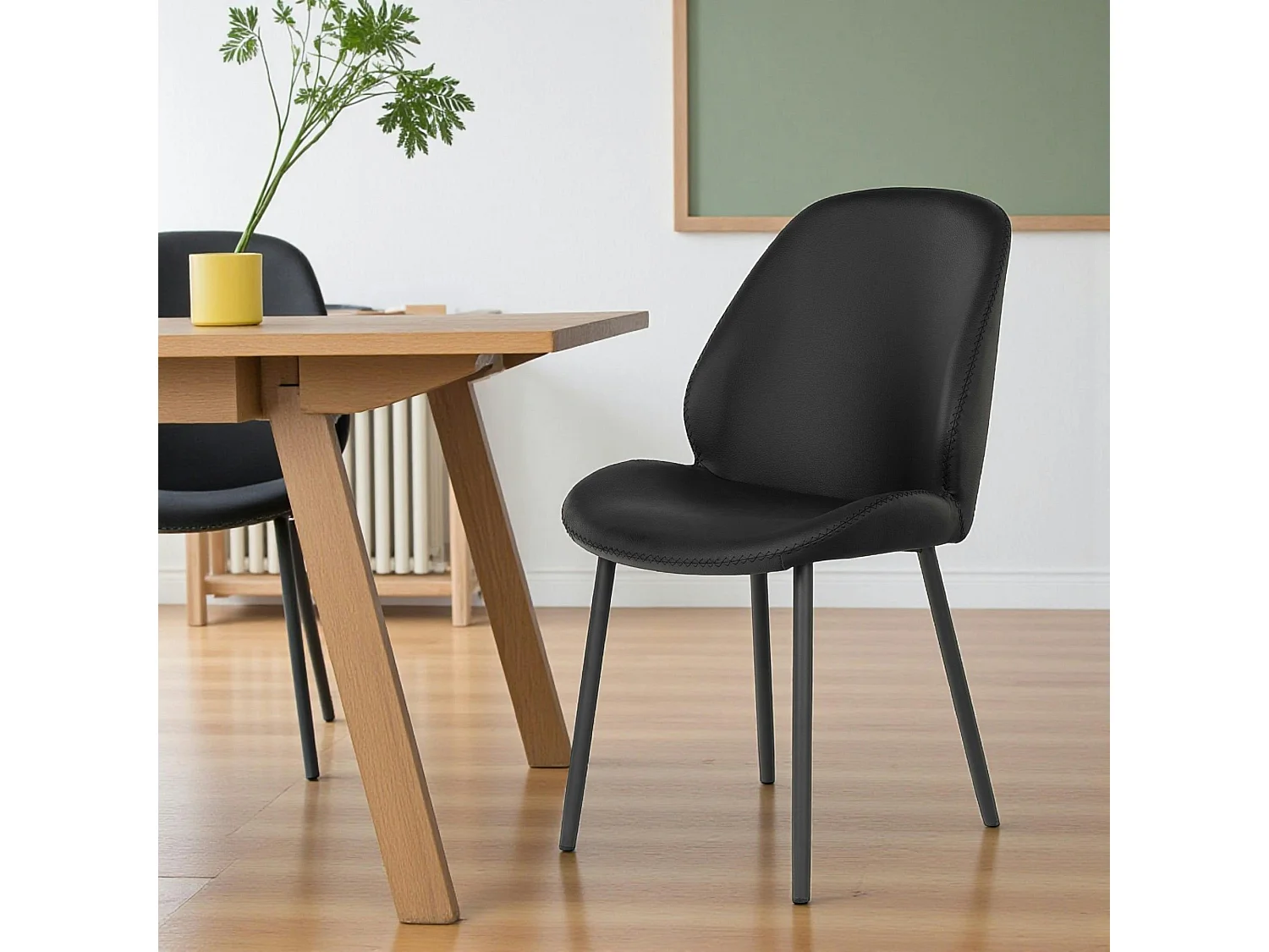 Chaise noire moderne avec surpiqure (lot de 2) BERLIN