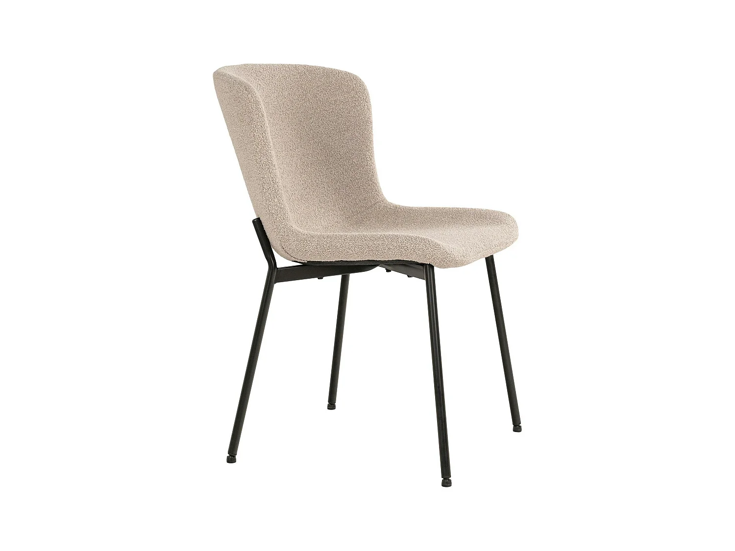 Chaise bouclette beige pieds noirs montants (lot de 2) SAVONE