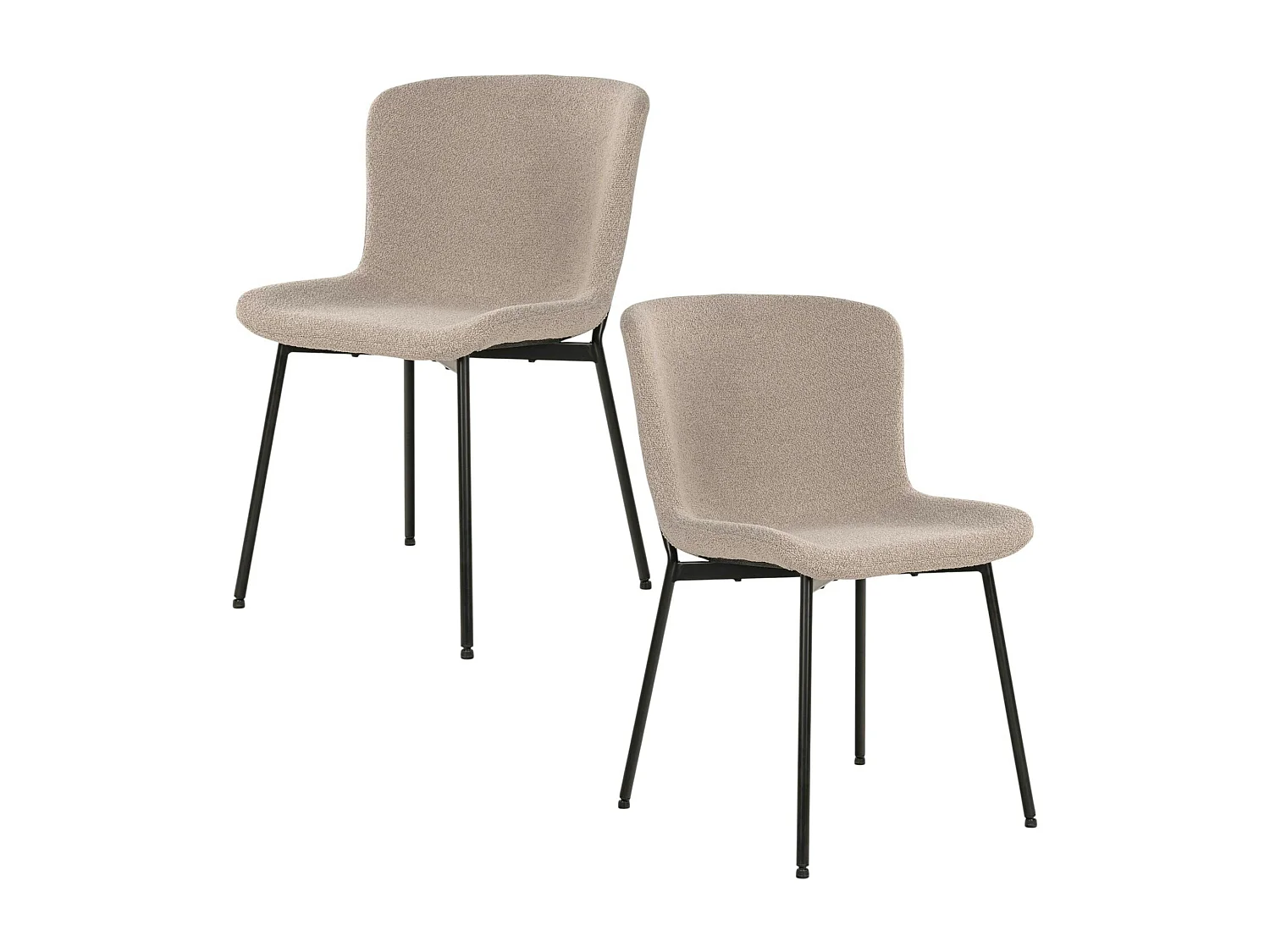 Chaise bouclette beige pieds noirs montants (lot de 2) SAVONE