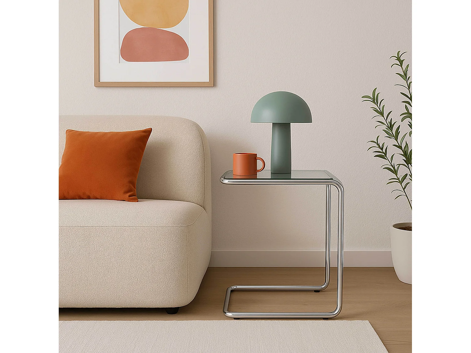 Table basse carrée L50 cm en métal et en verre transparent