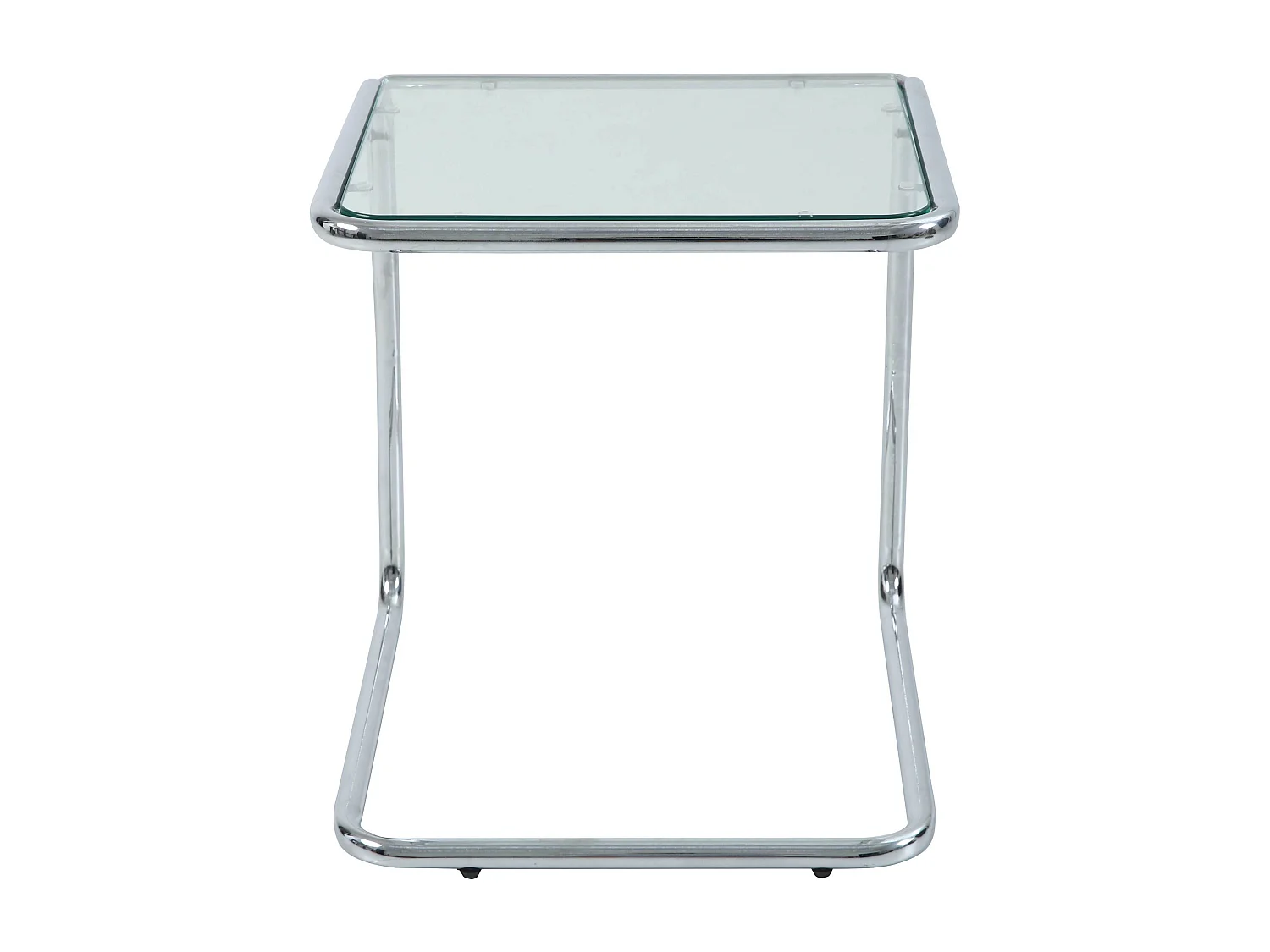 Table basse carrée L50 cm en métal et en verre transparent