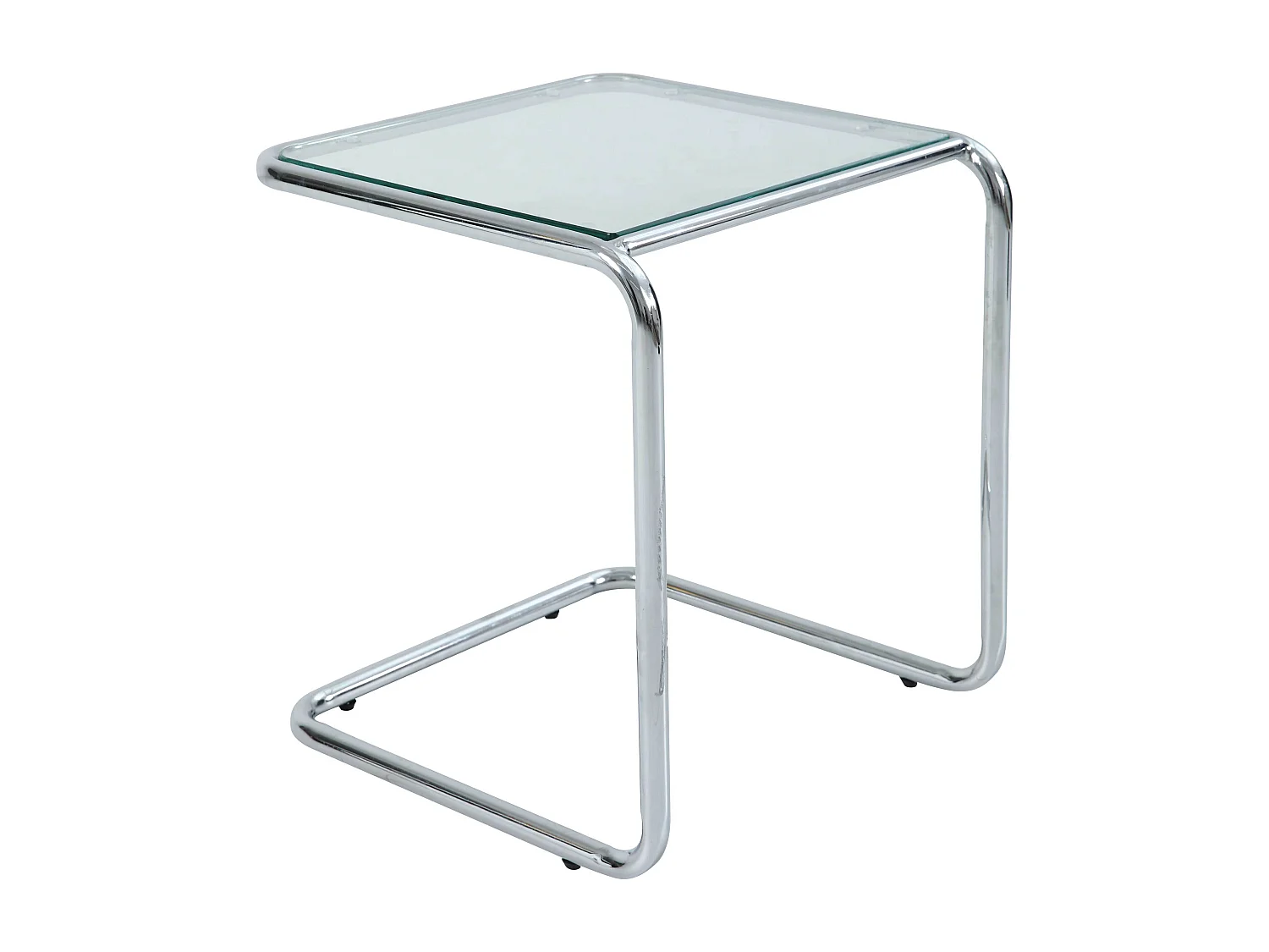 Table basse carrée L50 cm en métal et en verre transparent