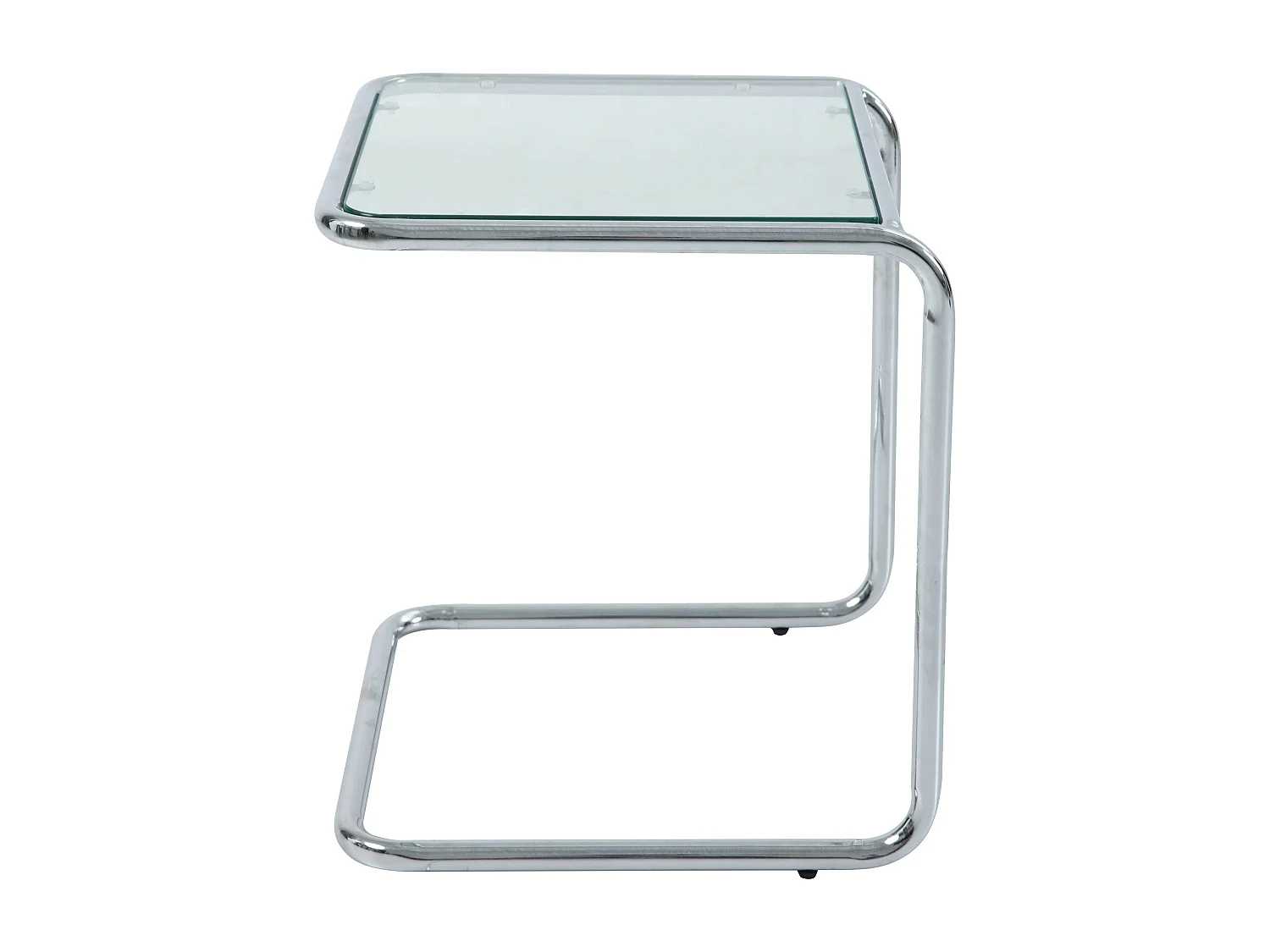 Table basse carrée L50 cm en métal et en verre transparent