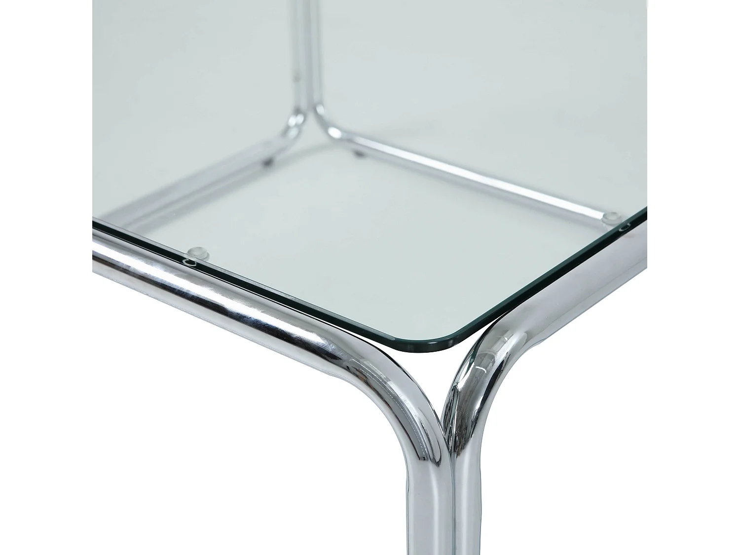 Table basse carrée L90 cm en métal et en verre transparent