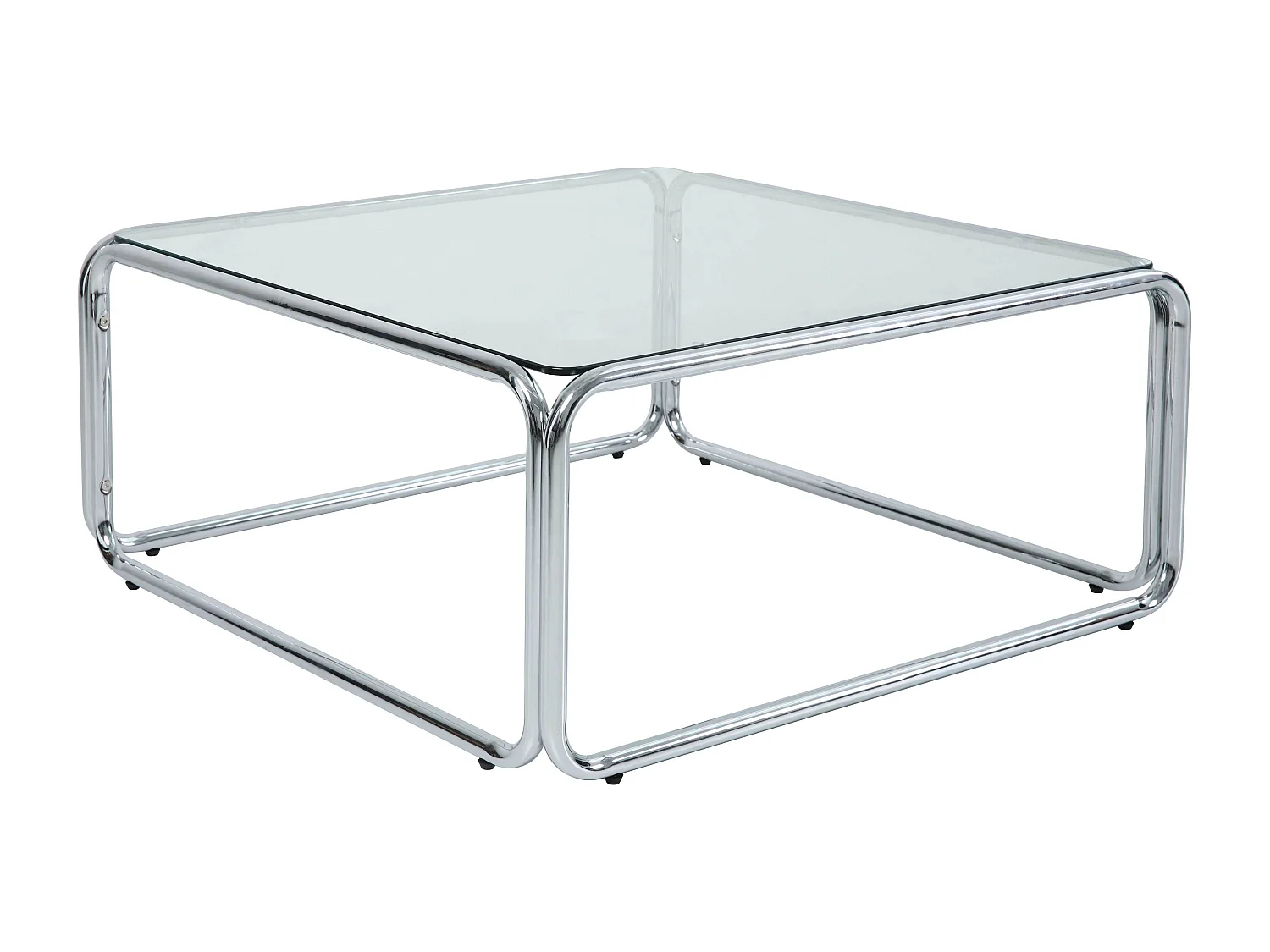 Table basse carrée L90 cm en métal et en verre transparent