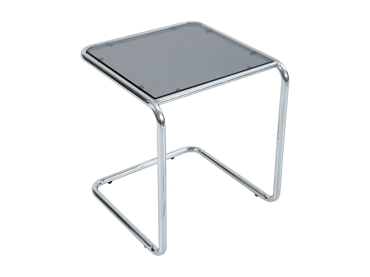 Table basse carrée L50 cm en métal et en verre noir