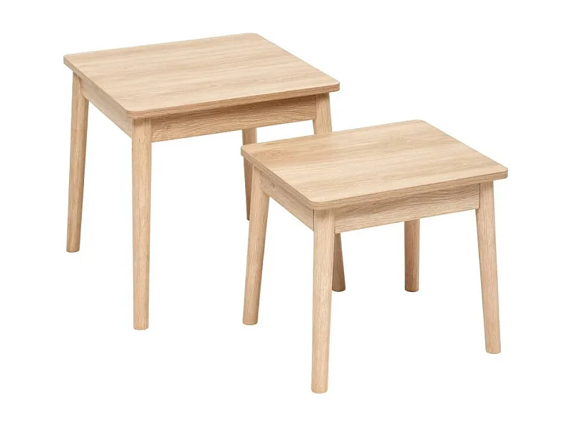 Lot de 2 Tables d'Appoint Gigognes "Abana" 45cm Naturel