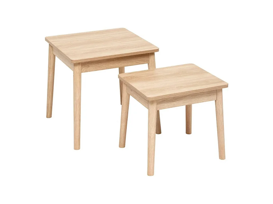 Lot de 2 Tables d'Appoint Gigognes "Abana" 45cm Naturel