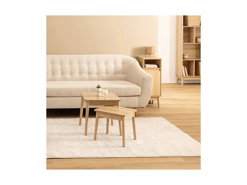 Lot de 2 Tables d'Appoint Gigognes "Abana" 45cm Naturel