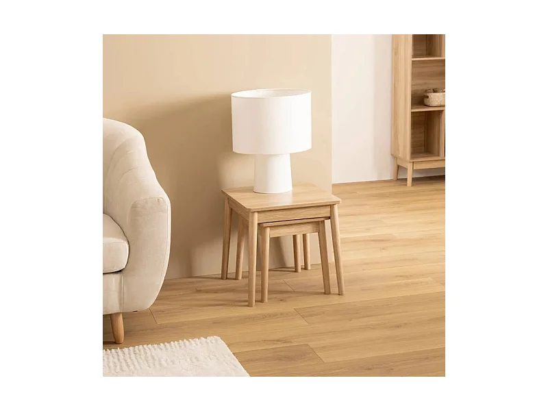 Lot de 2 Tables d'Appoint Gigognes "Abana" 45cm Naturel