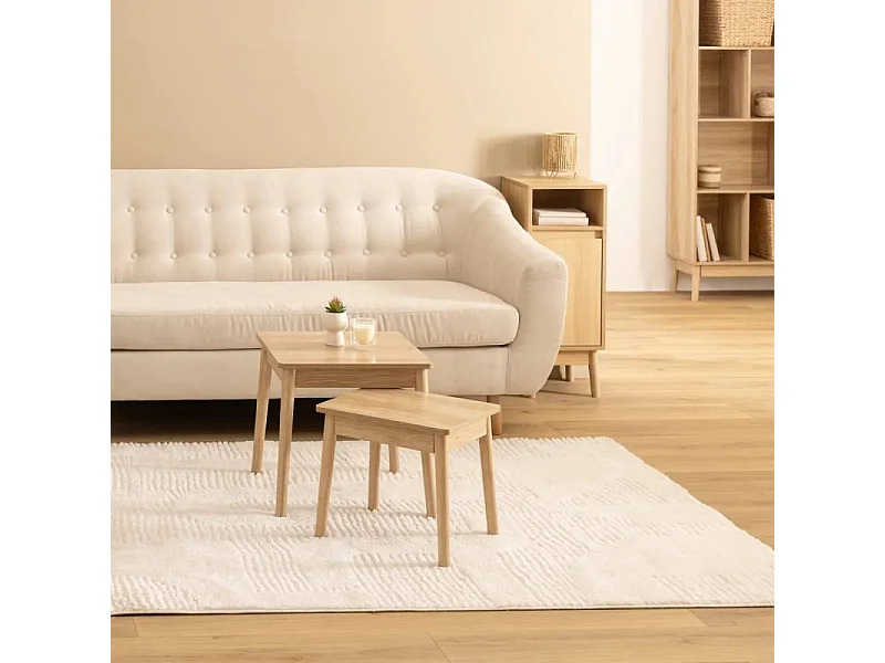 Lot de 2 Tables d'Appoint Gigognes "Abana" 45cm Naturel