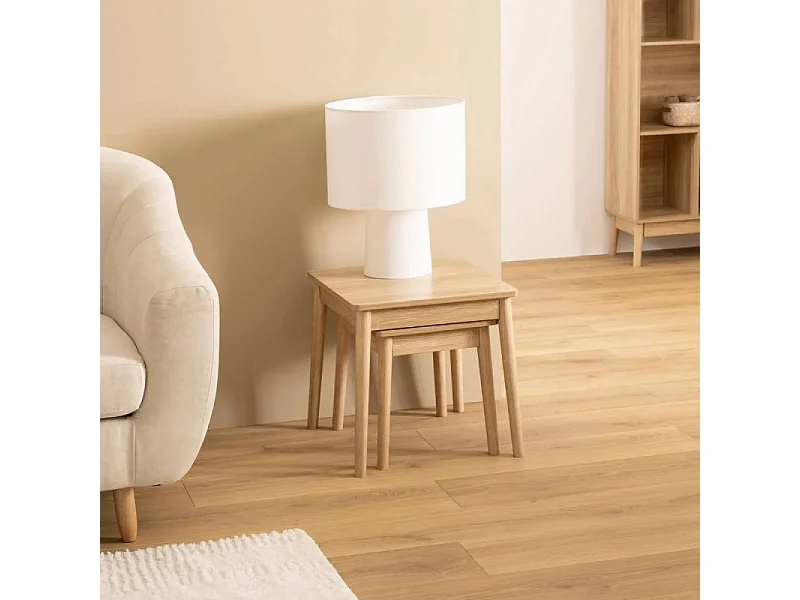 Lot de 2 Tables d'Appoint Gigognes "Abana" 45cm Naturel