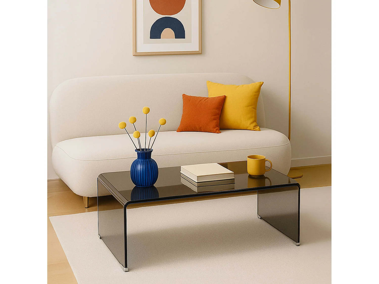 Table basse rectangulaire L110 cm en verre trempé noir