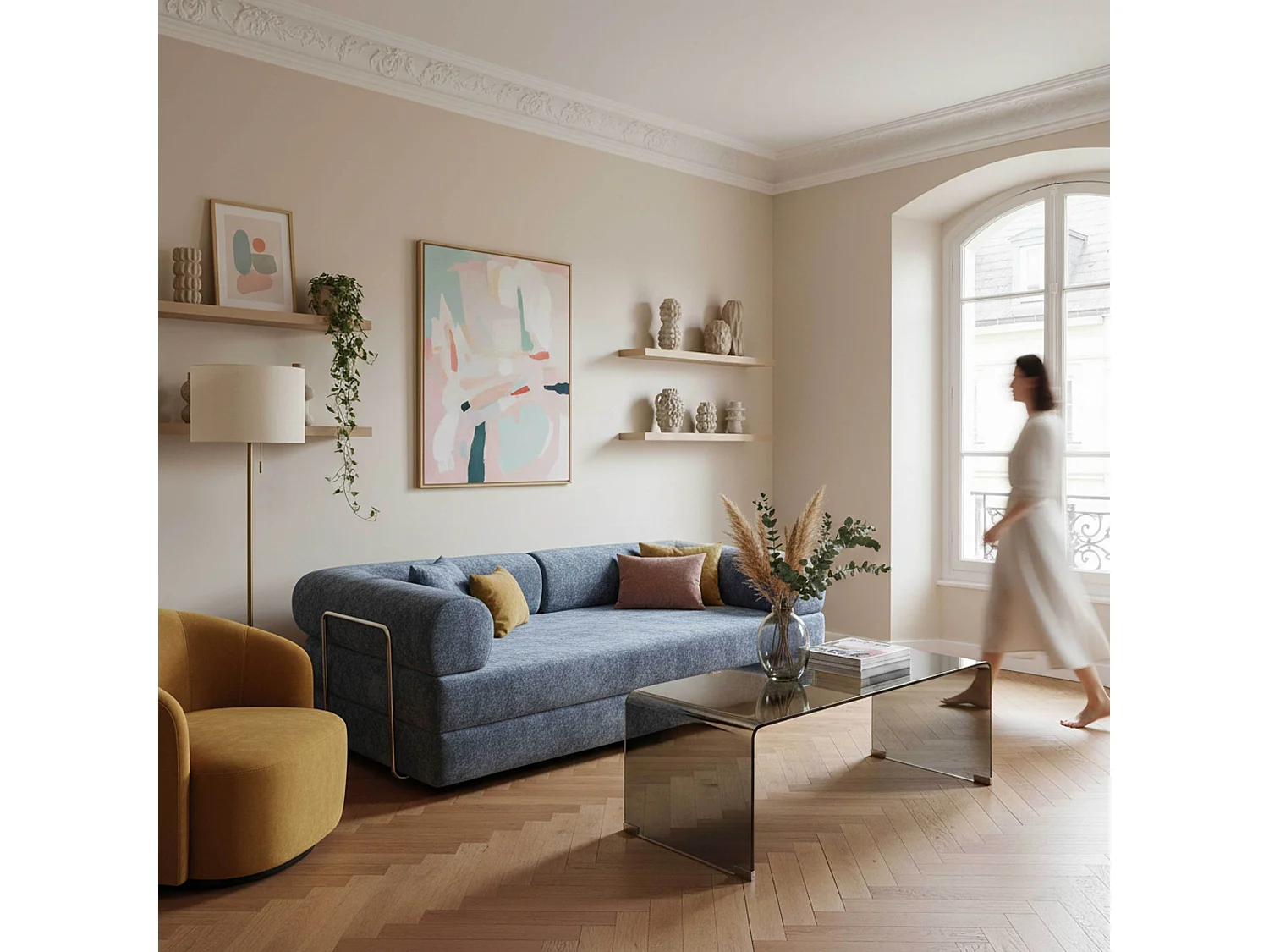 Table basse rectangulaire L110 cm en verre trempé noir