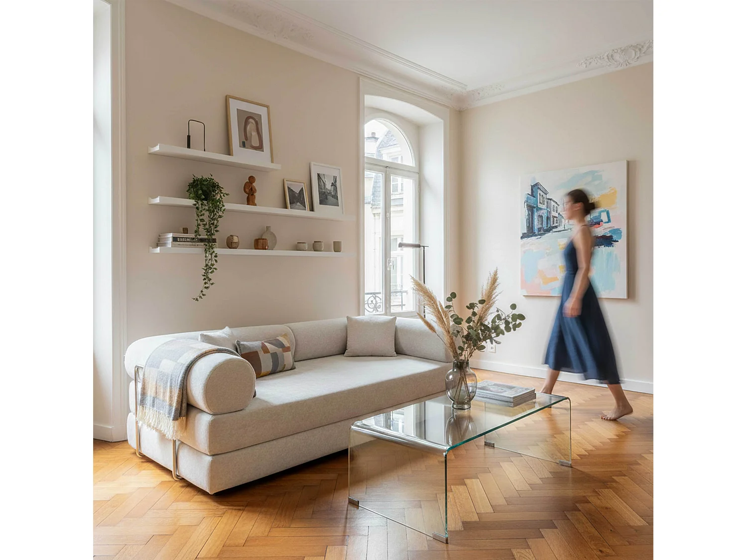 Table basse rectangulaire L110 cm en verre trempé transparent