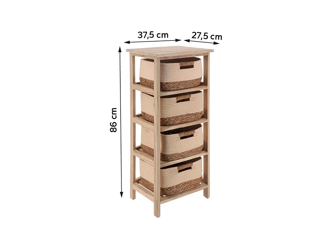 Chiffonnier 4 paniers beige/naturel GM