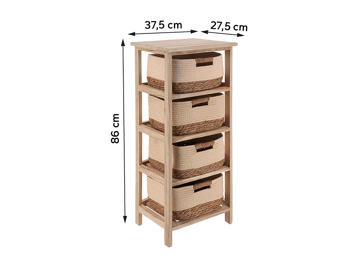 Chiffonnier 4 paniers beige/naturel GM