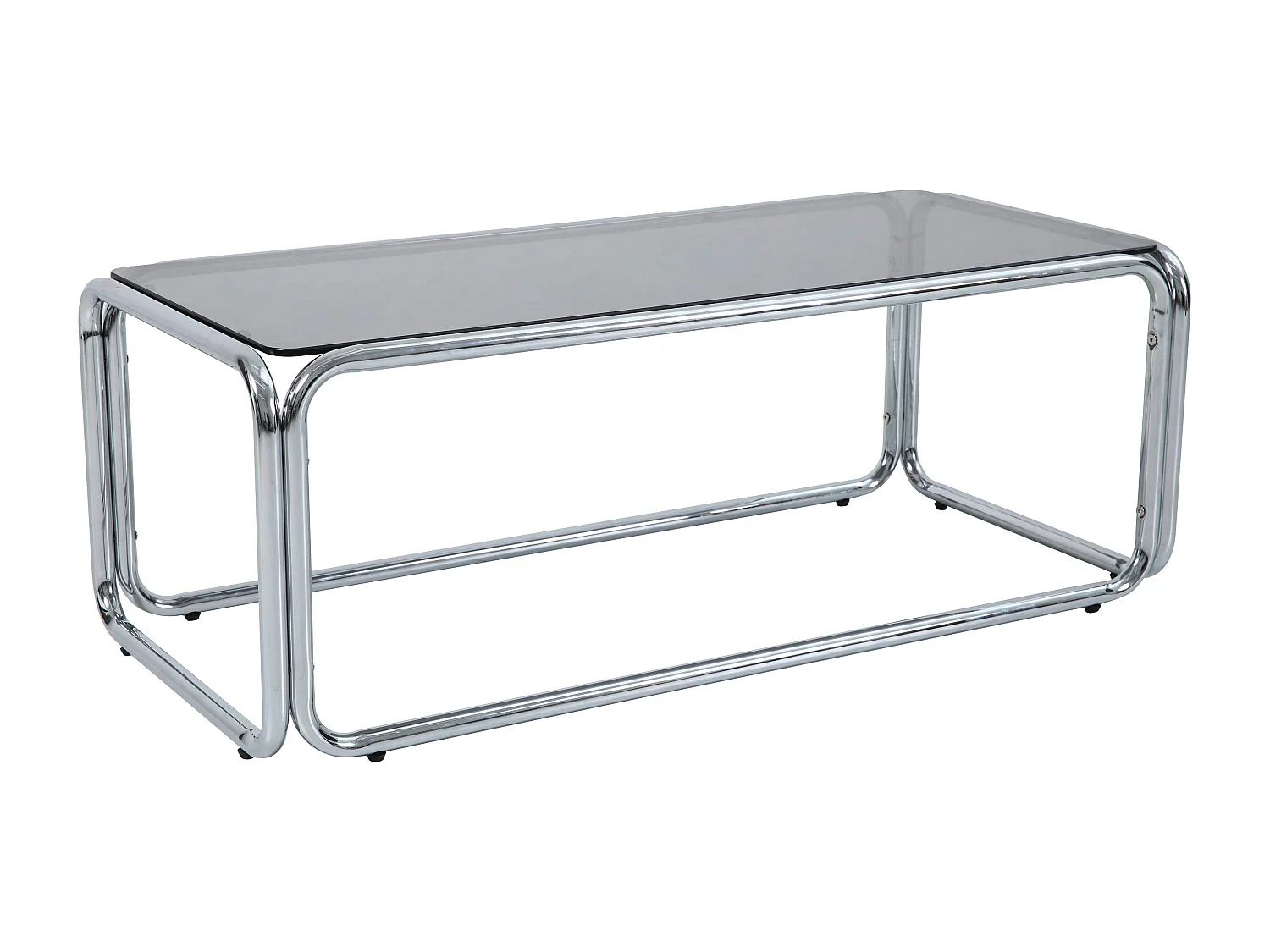 Table basse rectangulaire L110 cm en métal et en verre noir