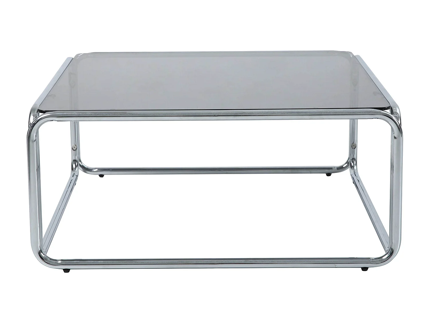 Vierkante salontafel L90 cm in metaal en zwart glas