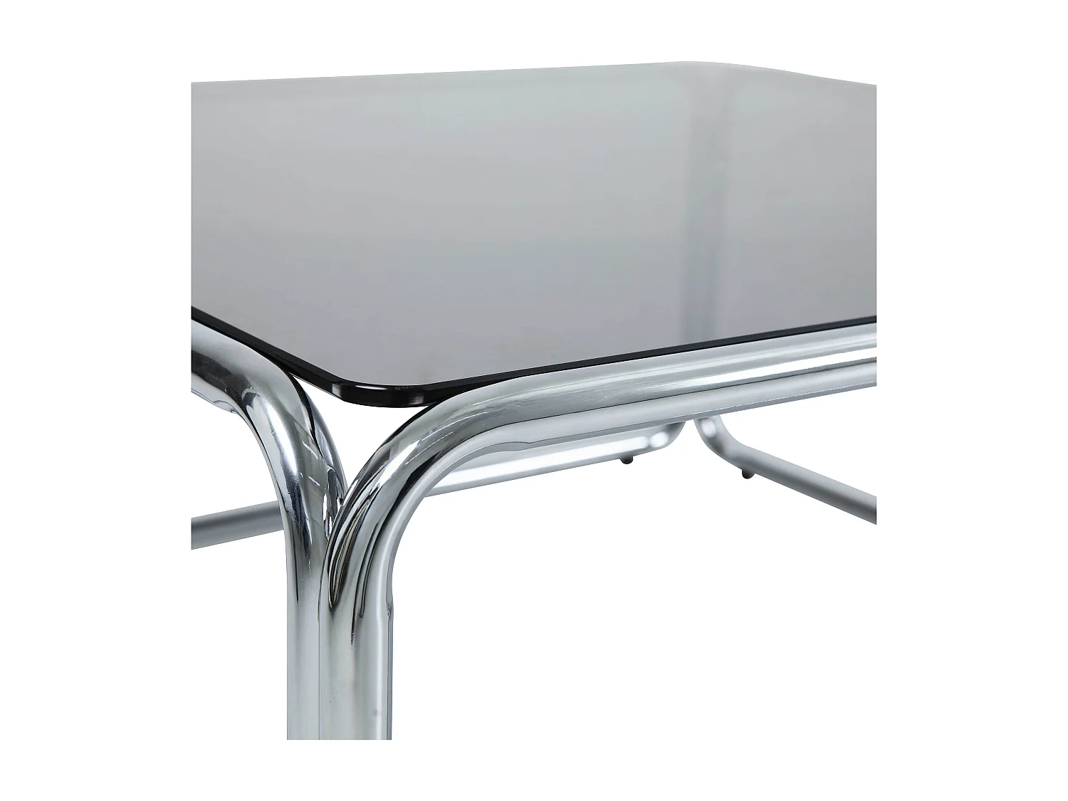 Vierkante salontafel L90 cm in metaal en zwart glas