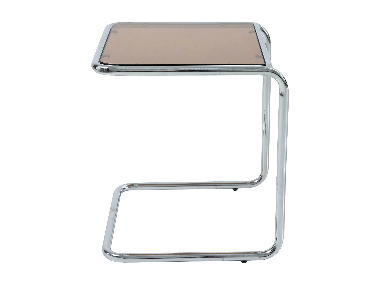 Table basse carrée L50 cm en métal et en verre marron