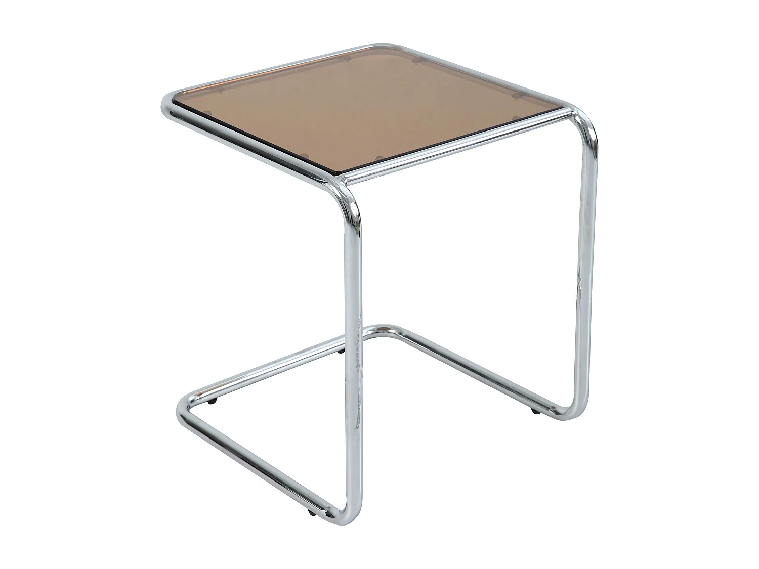 Table basse carrée L50 cm en métal et en verre marron