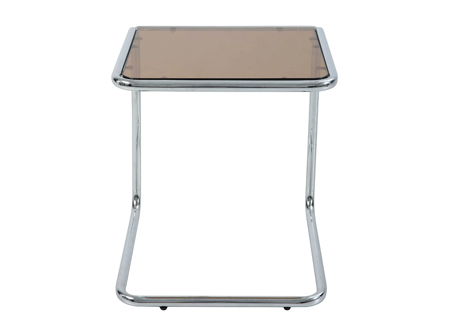 Table basse carrée L50 cm en métal et en verre marron