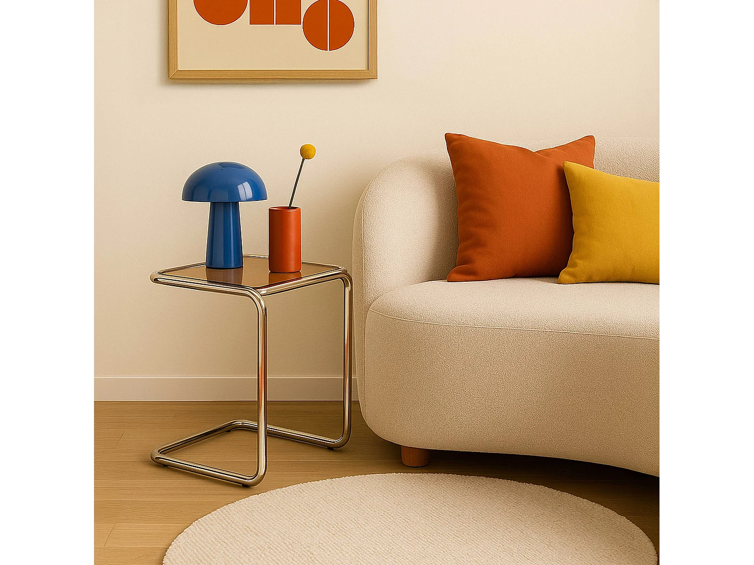 Table basse carrée L50 cm en métal et en verre marron